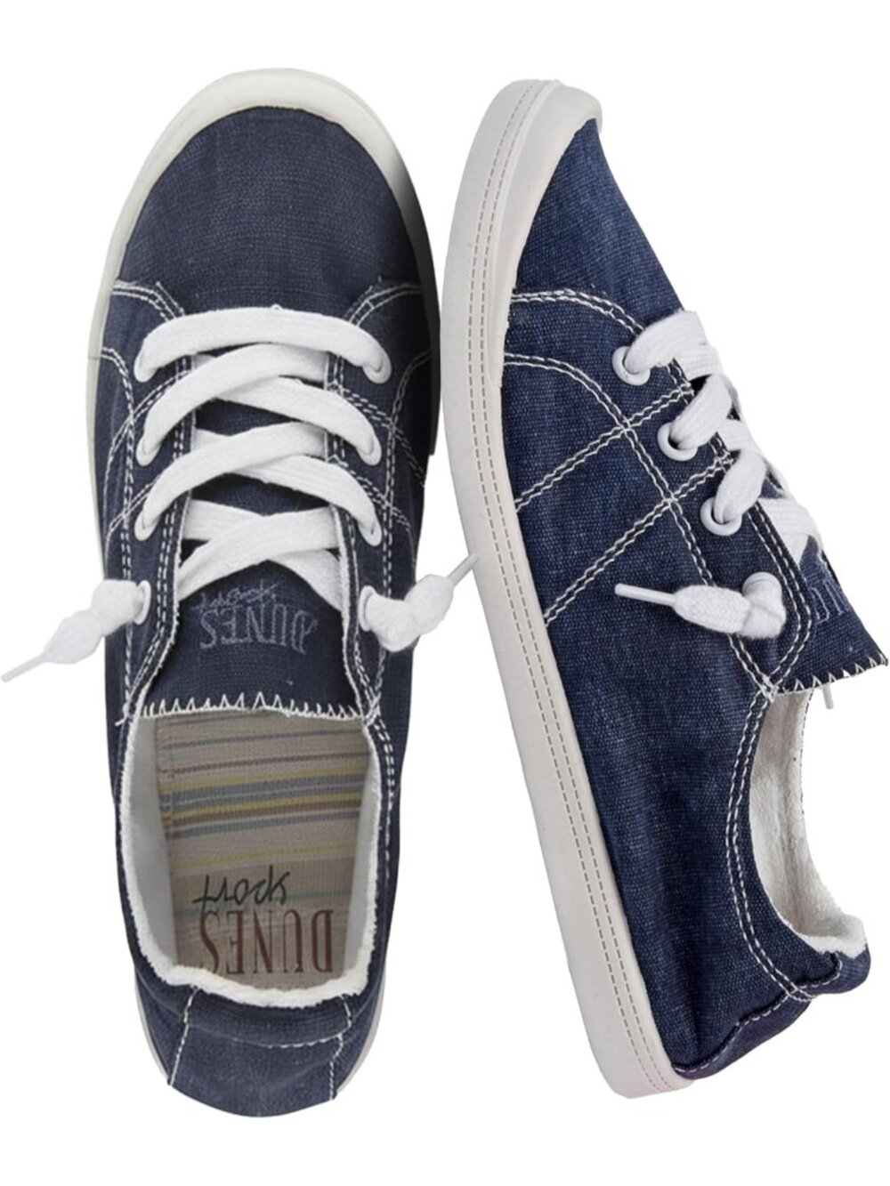 Women's Navy Closed Toe Reesa Canvas Solid Sport Casual Lace-Up Sneaker Shoes
